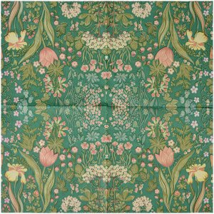 Clayre & Eef 73070 Papieren Servetten Groen Bloemig 33x33 cm 20 stuks