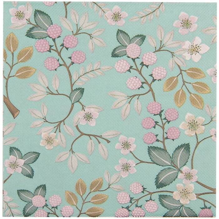 Clayre & Eef 73071 Papieren servetten groen gebloemd 33x33 cm 20 stuks