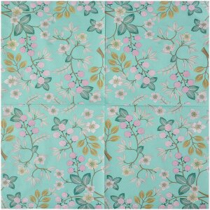 Clayre & Eef 73071 Papieren servetten groen gebloemd 33x33 cm 20 stuks