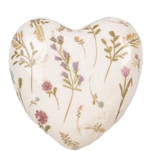 Clayre & Eef 6CE1917 Decoratief Hart Keramiek Beige...