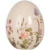Clayre & Eef 6CE1918M Decoratief Ei Keramiek Beige Roze Bloemen Ø 10x12 cm
