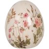 Clayre & Eef 6CE1918S Decoratief Ei Keramiek Beige Roze Groen Ø 7x9 cm Landelijke Stijl