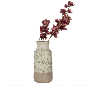 Clayre & Eef 6CE1929L Vaas keramiek groen Ø 15x32 cm Landelijke stijl