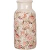 Clayre & Eef Vaas 6CE1930L Beige Roze Ø 15x32 cm Keramiek Roos Decoratie