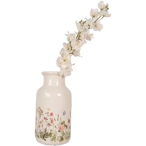 Clayre & Eef Vaas 6CE1932M Beige Roze Keramiek Ø 14x26 cm Landelijke stijl