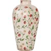 Clayre & Eef Vaas Keramiek Beige Rood Ø 17x29 cm Landelijke stijl