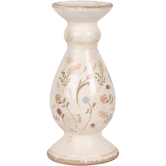Clayre & Eef 6CE1945M Kaarshouder Keramiek Beige Roze Ø 12x26 cm