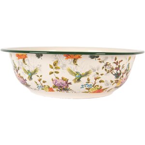 Clayre & Eef 6EM0003 Decoratieve Kom Emaille Beige Groen Ø 30 cm 3000 ml