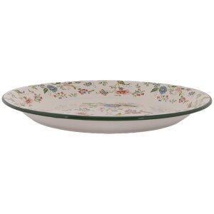 Clayre & Eef 6EM0005 Decoratief bord emaille Ø 30 cm Beige Groen Vintage