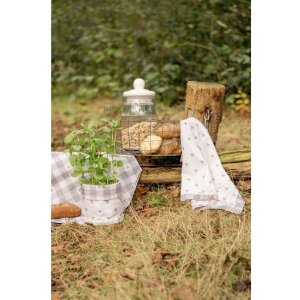 Clayre & Eef LVT42-1G Keukendoek Beige Grijs Hartpatroon 50x70 cm