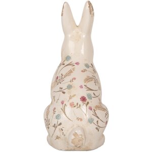 Clayre & Eef 6CE1958L Decoratief Konijn Keramiek 16x12x28 cm Beige Roze