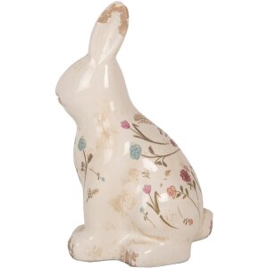 Clayre & Eef 6CE1958M Decoratief Konijn Beige Roze Keramiek 13x10x21 cm