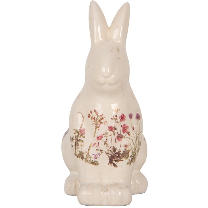 Clayre & Eef 6CE1959M Decoratief Konijn Beige Roze Keramiek 13x10x21 cm