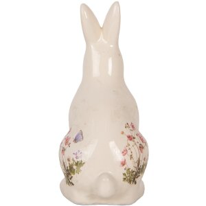 Clayre & Eef 6CE1959M Decoratief Konijn Beige Roze Keramiek 13x10x21 cm