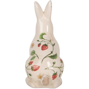 Clayre & Eef 6CE1960M Decoratief Konijn Keramiek Beige Rood 13x10x21 cm