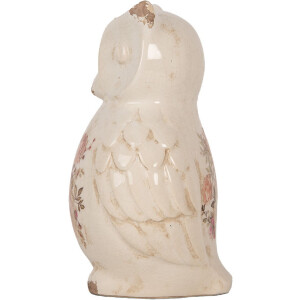 Clayre & Eef 6CE1961L Decoratieve Uil Keramiek Beige Roze 13x12x22 cm