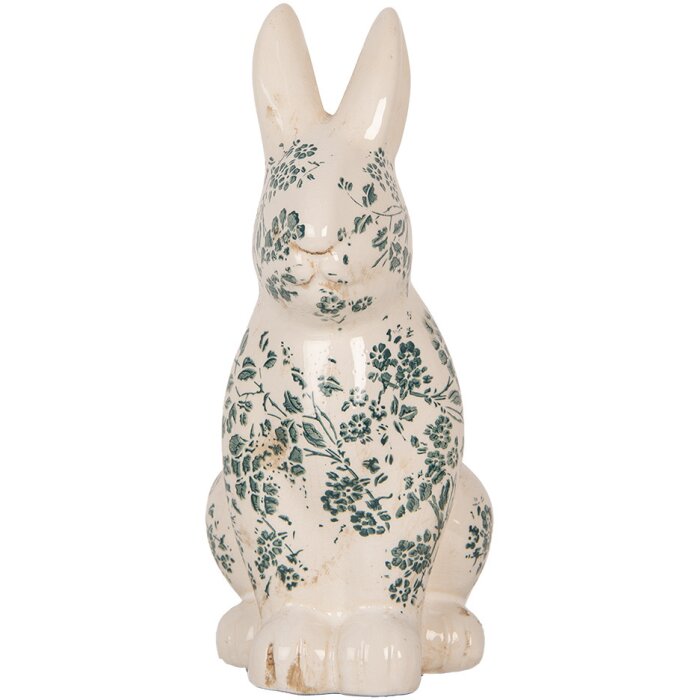 Clayre & Eef 6CE1955L Decoratief Konijn Keramiek Beige Groen 16x12x28 cm