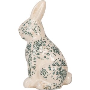 Clayre & Eef 6CE1955L Decoratief Konijn Keramiek Beige Groen 16x12x28 cm