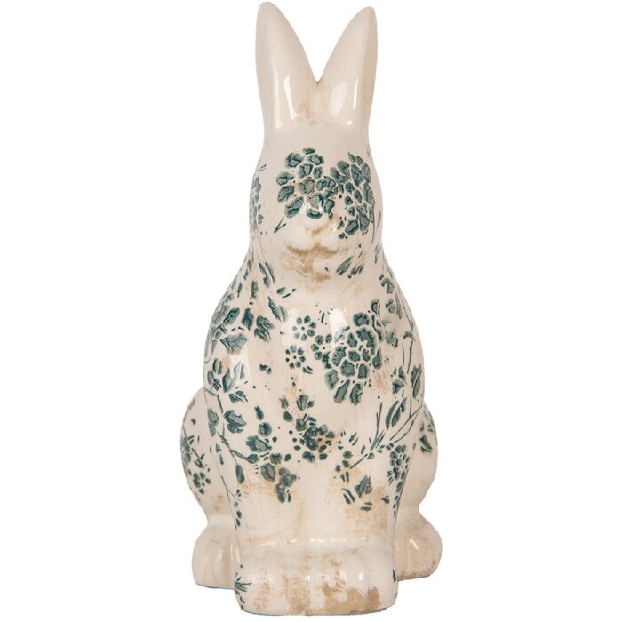 Clayre & Eef 6CE1955M Decoratief Konijn Beige Groen Bloemenpatroon 13x10x21 cm