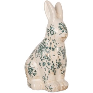 Clayre & Eef 6CE1955M Decoratief Konijn Beige Groen Bloemenpatroon 13x10x21 cm