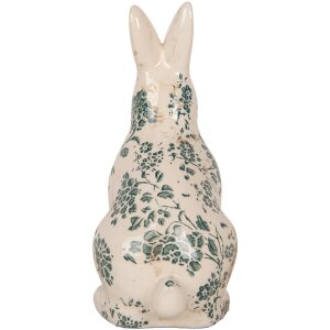 Clayre & Eef 6CE1955M Decoratief Konijn Beige Groen Bloemenpatroon 13x10x21 cm