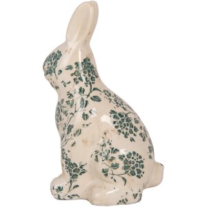 Clayre & Eef 6CE1955M Decoratief Konijn Beige Groen Bloemenpatroon 13x10x21 cm