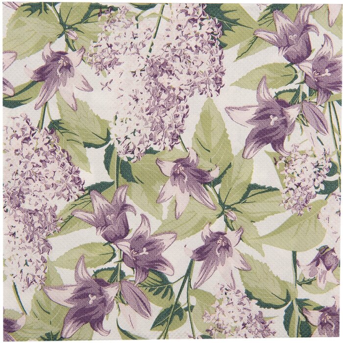 Clayre & Eef 73073 Papieren Servetten 33x33 cm Wit Paars Bloemenpatroon (20)