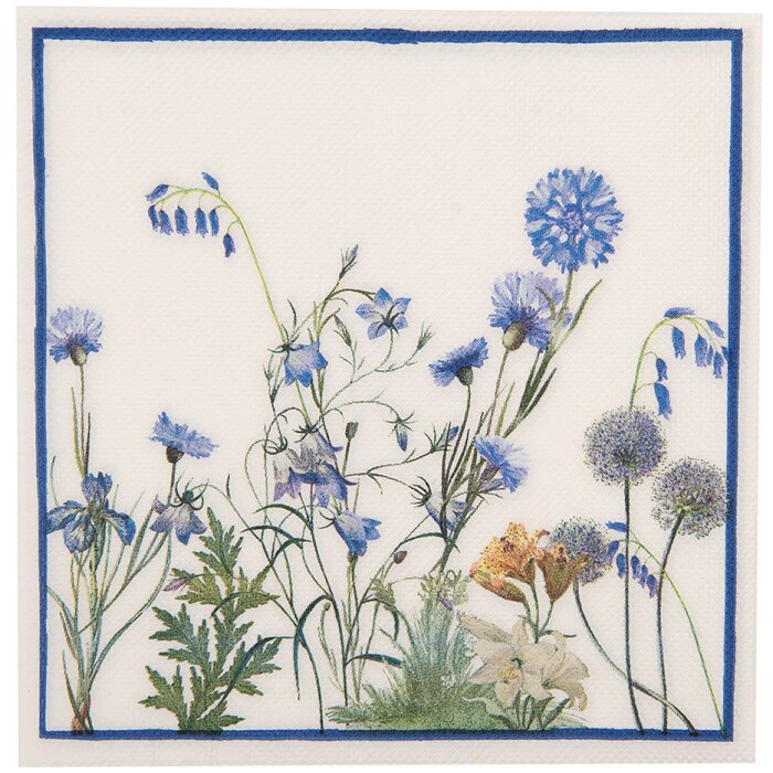 Clayre & Eef 73075 Papieren Servetten Wit Blauw 33x33 cm 20 stuks