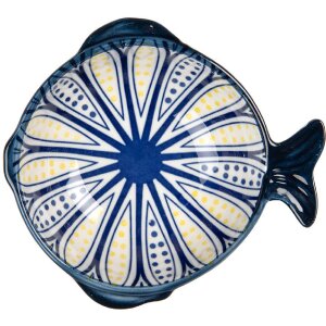 Clayre & Eef 6CEBO0077 Keramische Kom Wit Blauw...