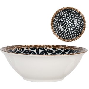 Clayre & Eef 6CEBO0168 Keramische Kom Wit Zwart...