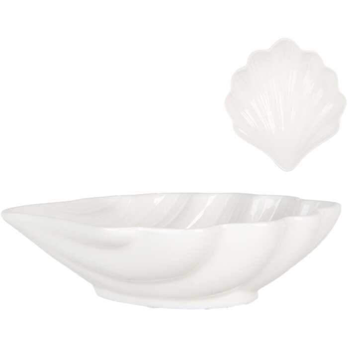 Clayre & Eef 6CEBO0175 Keramische Kom Wit Landelijke Stijl 16x15x4 cm