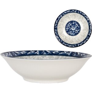 Clayre & Eef 6CEPS0001 Keramische Kom Wit Blauw...