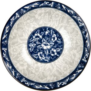 Clayre & Eef 6CEPS0001 Keramische Kom Wit Blauw...