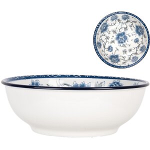 Clayre & Eef 6CEPS0003 Keramische Kom Wit Blauw...