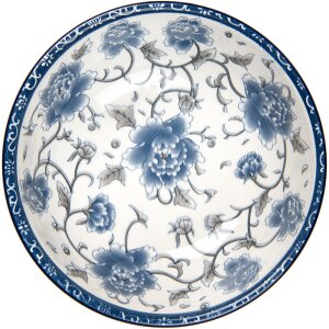 Clayre & Eef 6CEPS0003 Keramische Kom Wit Blauw Ø 19x7 cm 750 ml