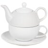 Clayre & Eef 6CETEFO0001 Thee-voor-Eén-Set Wit Keramisch Landelijk Stijl 350ml 250ml