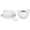 Clayre & Eef 6CETEFO0001 Thee-voor-Eén-Set Wit Keramisch Landelijk Stijl 350ml 250ml