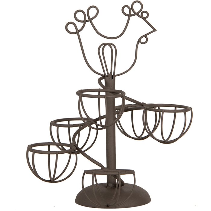 Clayre & Eef 6Y5701 Eierhouder Bruin IJzer Landelijke Stijl Ø 17x23 cm