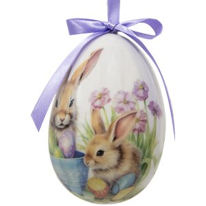 Clayre & Eef 65911 Decoratiehanger eierset 6 Ø 7x10 cm Paasdesign dierenmotieven