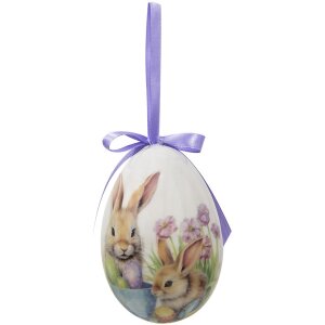 Clayre & Eef 65911 Decoratiehanger eierset 6 Ø 7x10 cm Paasdesign dierenmotieven