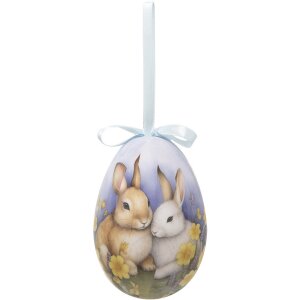 Clayre & Eef 65911 Decoratiehanger eierset 6 Ø 7x10 cm Paasdesign dierenmotieven