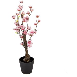 Clayre & Eef 6PL0373 Decoratieve Kersenbloesemboom Roze Bruin 10x10x48 cm