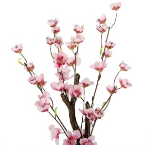 Clayre & Eef 6PL0373 Decoratieve Kersenbloesemboom Roze Bruin 10x10x48 cm