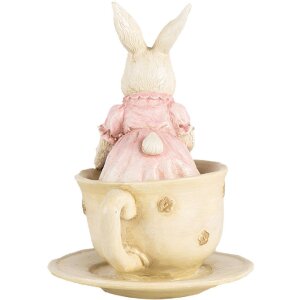 Clayre & Eef 6PR4395 Decoratief Konijn Beige Roze 8x8x11 cm Polyresin