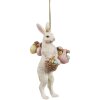 Clayre & Eef 6PR4405 Decoratie Hanger Konijn Beige Roze 7x4x13 cm
