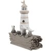 Clayre & Eef 6PR4422 Decoratieve Vuurtoren Wit Bruin 10x4x12 cm Polyresin