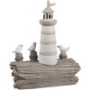 Clayre & Eef 6PR4422 Decoratieve Vuurtoren Wit Bruin 10x4x12 cm Polyresin
