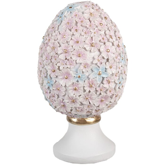 Clayre & Eef 6PR5191 Decoratief Ei Roze Blauw Wit Ø 10x18 cm Polyresin landelijke stijl