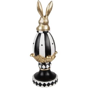 Clayre & Eef 6PR5192 Decoratief Ei Zwart Wit Goud 13x12x34 cm Polyresin