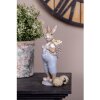 Clayre & Eef 6PR5249 Decoratief Konijn Beige Blauw 6x6x17 cm Landelijke Stijl